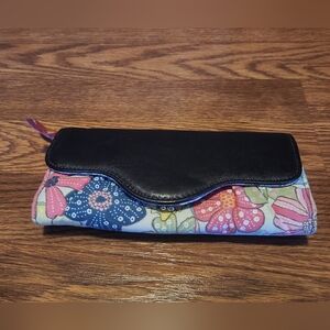 Thirty-One Floral Wallet with Brown Trim
